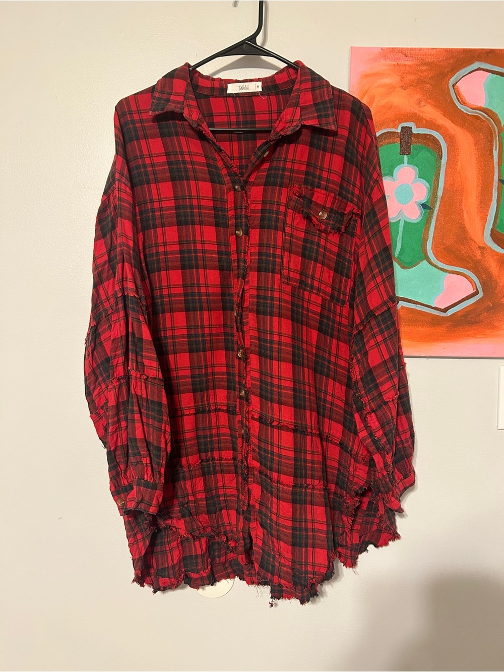 Women’s Red Plaid Button-Up Shirt Dress - Talulah